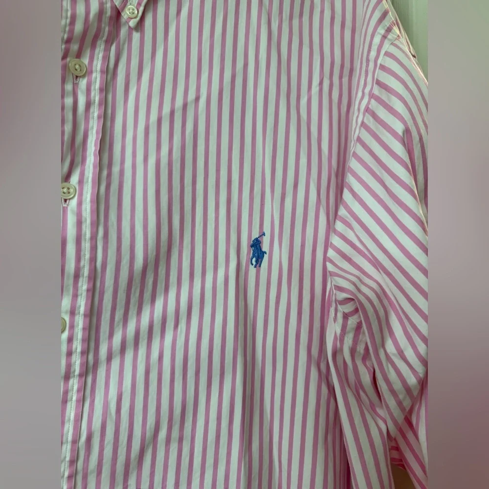 Ralph Lauren Pink White Striped Button Down Shirt Men’s 3XB - Picture 3 of 4